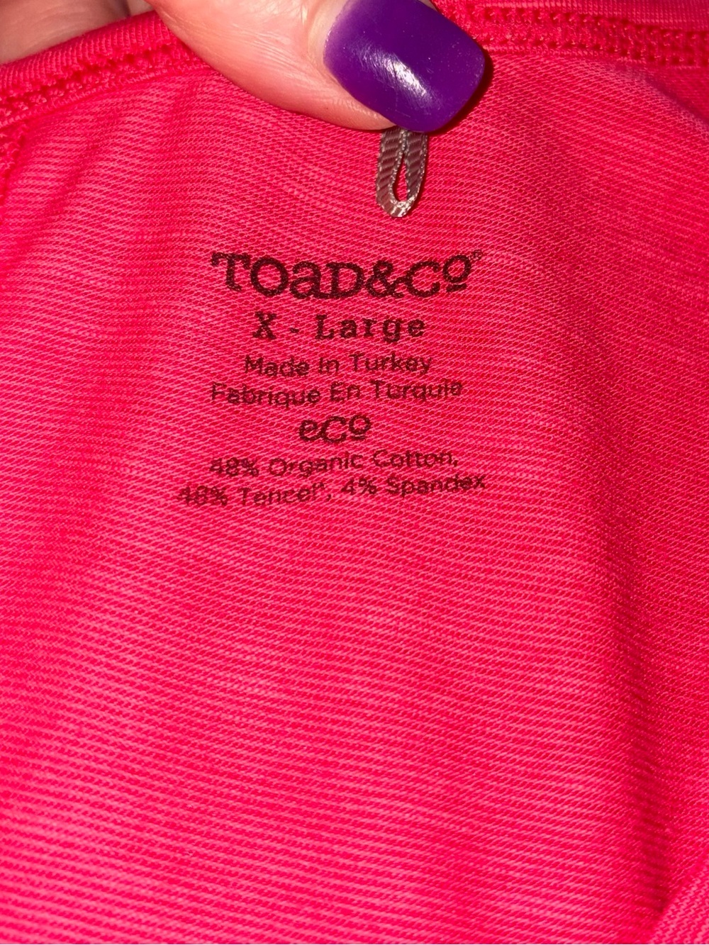 Toad&Co Marley Dress XL Pink Organic Cotton TENCEL V Neck Tee Dress - Picture 5 of 5